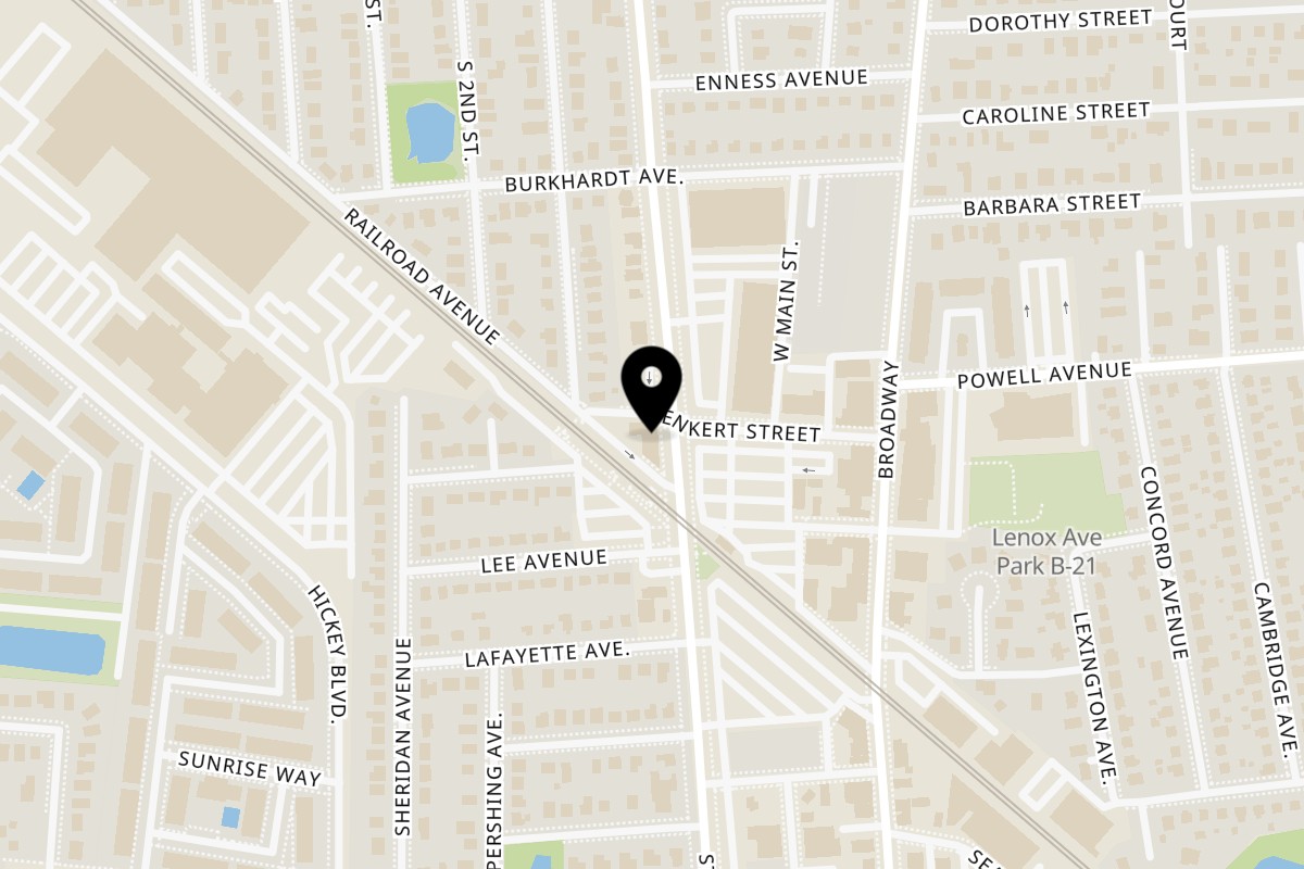Map showing the location of Opa Grille Bethpage on 505 Stewart Ave in Bethpage